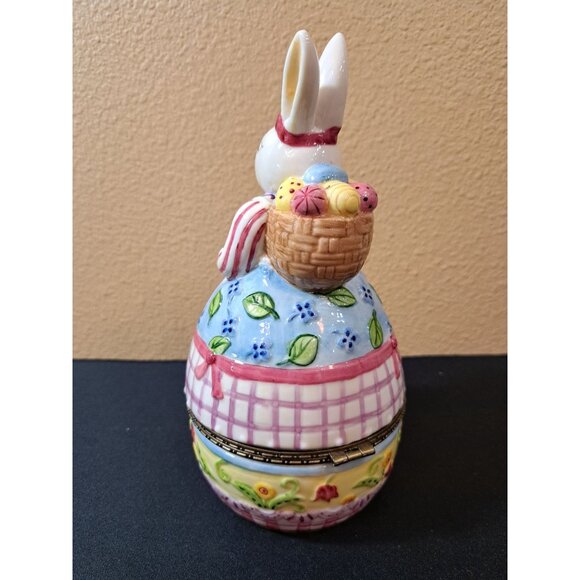 Villeroy & Boch Spring Bunnies 8' Porcelain Basket Hinged Trinket Box Ea… - Picture 3 of 9